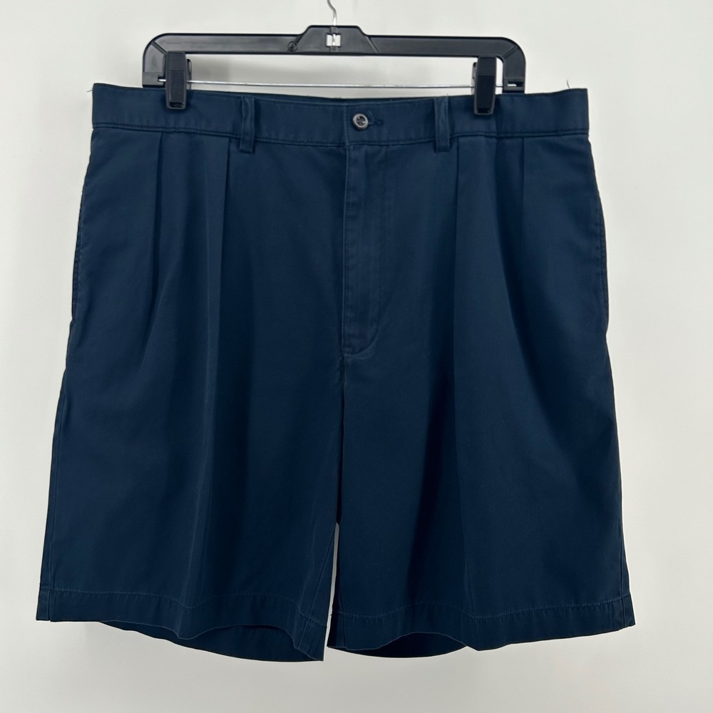 VTG Polo Ralph Lauren Tyler Shorts Men 36 Navy Blue Pleated Cotton Chino Classic